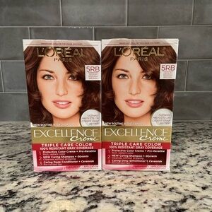 L'Oreal Set of 2 Excellence Creme 5RB Medium Reddish Brown Hair Color- BNIB